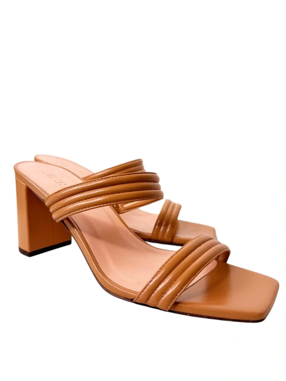 J. CREW NEW in BOX Leather Two Strap Heeled Sandal Size 8.5 in Sand Castle